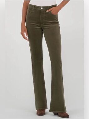 Ana High Rise Fab Ab Flare Corduroys in Artichoke